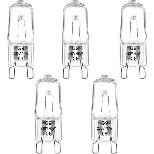 KALANKA-Ampoule de Four Halogène G9 40W 300 Degrés, 230V, Ampoule Halogène Dimmable Blanc Chaud 2800K, 480LM, G9 Lampes halogènes pour Four, Micro-Ondes, Plafonnier, Eclairage D'armoire, Lot de 5