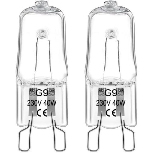 KALANKA-Ampoule de Four Halogène G9 40W 300 Degrés, 230V, Ampoule Halogène Dimmable Blanc Chaud 2800K, 480LM, G9 Lampes halogènes pour Four, Micro-Ondes, Plafonnier, Eclairage D'armoire, Lot de 2
