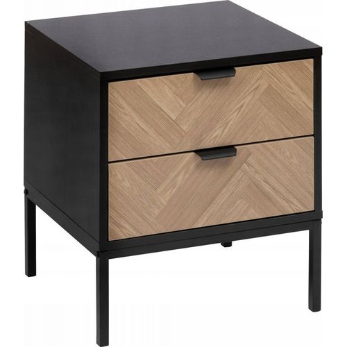 Table De Chevet 2 Tiroirs Chevron En Bois Élone - Noir