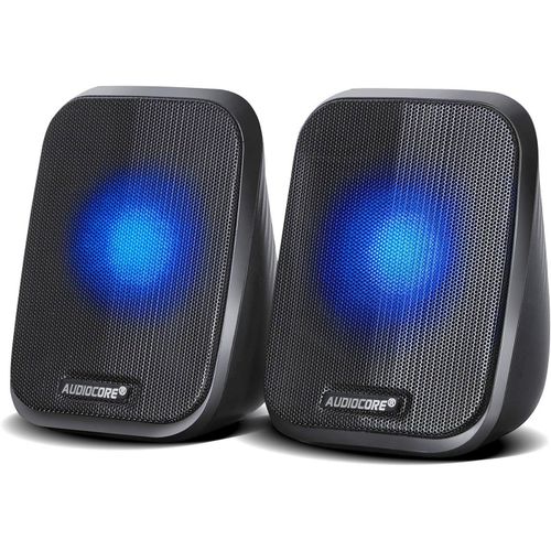 KALANKA-AC835 Haut-parleurs stéréo avec rétro-éclairage LED pour PC Portable Smartphone 2x3W RMS USB AUX Compact