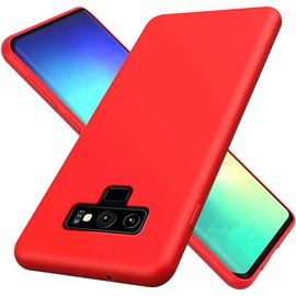 Kalanka-Coque Samsung Galaxy Note 9 Ultra Mince Antichoc Silicone Liquide Gel Doux Microfibre Caoutchouc Rayures (Rouge)