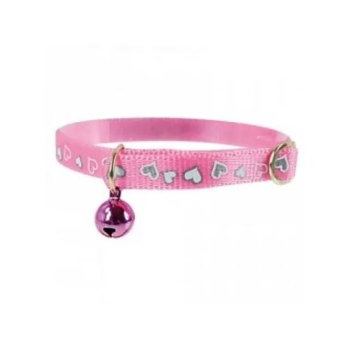 Collier - Réflectif - Coeur - Chat - Rose - Petit - Avec Clochette