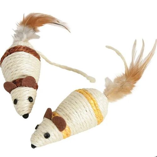Jouet Pour Chat - Zolux - Souris En Sisal - 20 Cm - Plume - Coloris Variés
