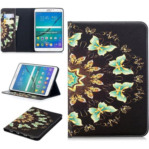 Tablet Étui Pour Samsung Galaxy Tab S2 8,0 Pouces (Sm-T710 T715 T713 T719) Pu Cuir Couverture Magnétique Housse Papillon Coloré Motif Stent Fonction Flip Cuir Pour Galaxy Tab S2 8,0