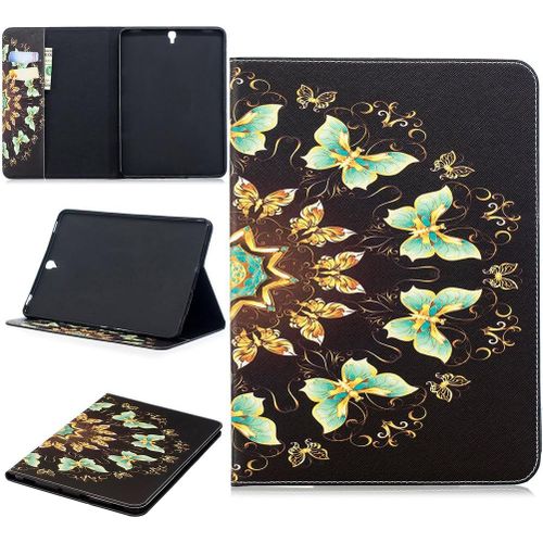 Tablet Étui Pour Samsung Galaxy Tab S3 9,7 Pouces (Sm-T820/T825) Pu Cuir Couverture Magnétique Housse Papillon Coloré Motif Stent Fonction Flip Cuir Pour Galaxy Tab S3 9,7