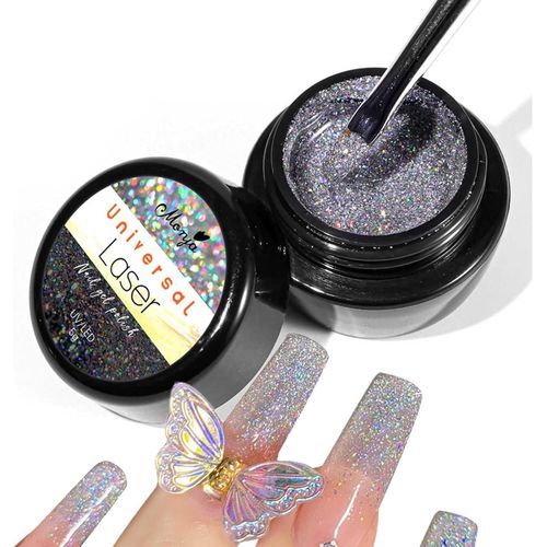 Lot De 2 Vernis À Ongles Gel À Paillettes - Vernis À Ongles En Gel À Paillettes Argentées Scintillantes - Vernis À Ongles Gel Uv Led Soak Off - Pour Femme Et Fille 
