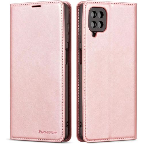 Coque Pour Samsung Galaxy A42, Housse En Cuir Premium Pu Portefeuille Etui, [Fentes Pour Cartes] [Fermoir Magnétique] [Stand Fonction] Flip Coque Pour Samsung Galaxy A42 - Or Rose