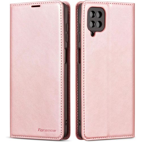 Coque Pour Samsung Galaxy A42, Housse En Cuir Premium Pu Portefeuille Etui, [Fentes Pour Cartes] [Fermoir Magnétique] [Stand Fonction] Flip Coque Pour Samsung Galaxy A42 - Or Rose