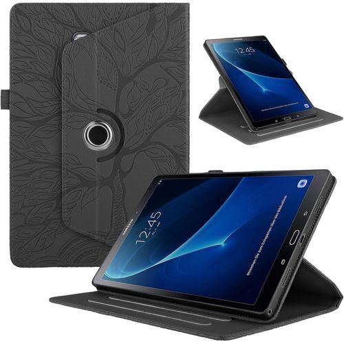Coque Pour Samsung Galaxy Tab A 9.7"" (Sm-T550/Sm-T555) Tablette Étuis Pu Cuir 360°Rotatif Multi-Angle Stand Flip Protection Housse Pour Samsung Galaxy Tab A 9.7"" T550 Coque,Noir Arbres