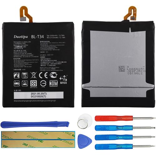 Batterie de rechange BL-T34 compatible avec LG V30 H930 H932 LS998 H933 H931 Batterie avec outils
