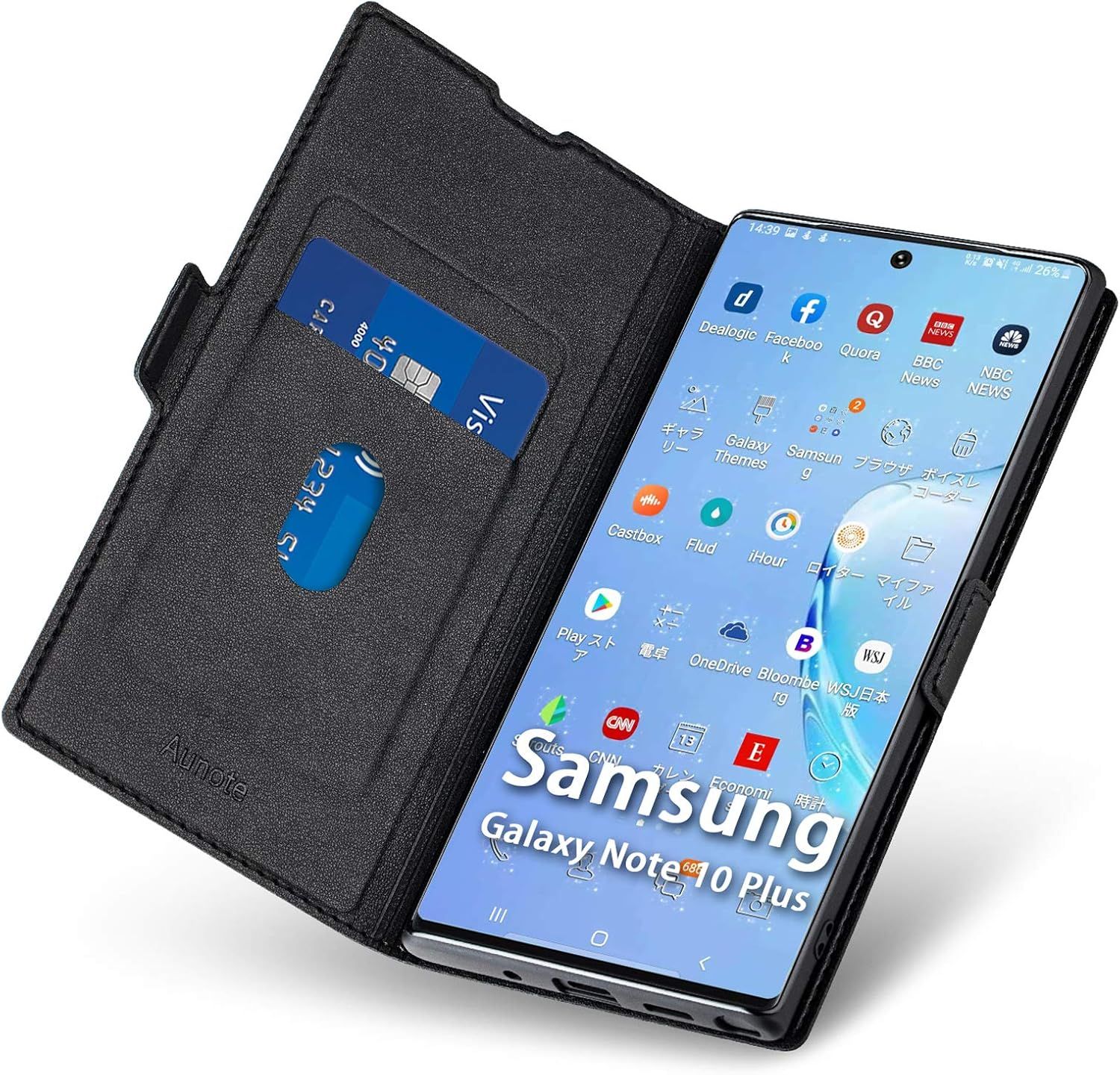 Etui Coque Pour Samsung Galaxy Note 10 Plus Rabat, Protection Housse Clapet En Cuir Pu Portefeuille, Emplacement Carte, Support, Magnétique, Flip Folio Samsung Note10 Plus Phone Case. Noir