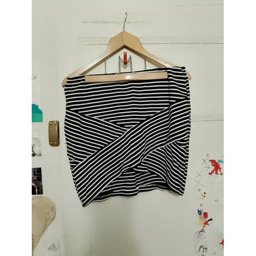 Jupe Moulante Devant Croisé Rayée Marine/Blanc 42 Xl Pimkie Collection.