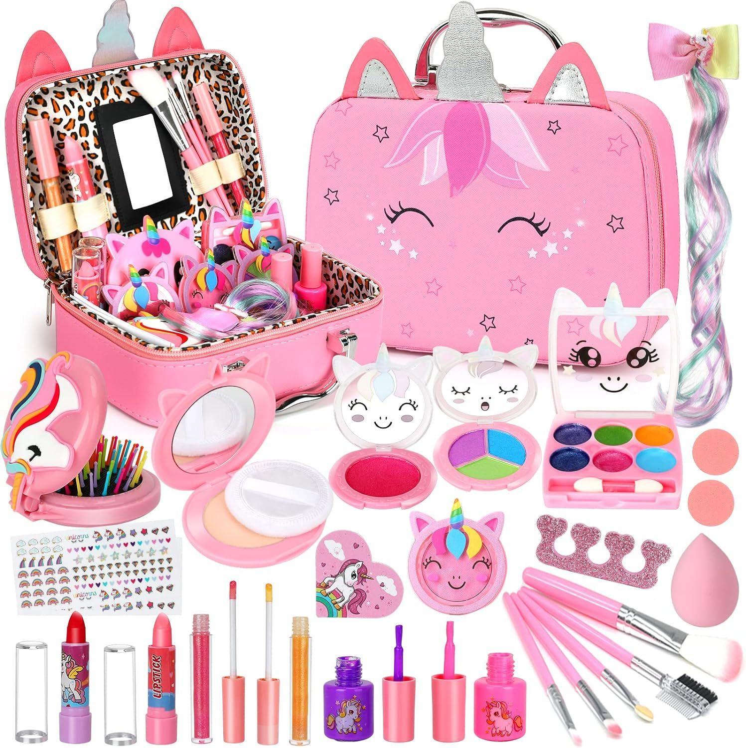 Kit de maquillage de licorne enfant Jouets cosmétiques Set avec sac  Princesse Jeu Cadeau d'anniversaire pour enfants filles