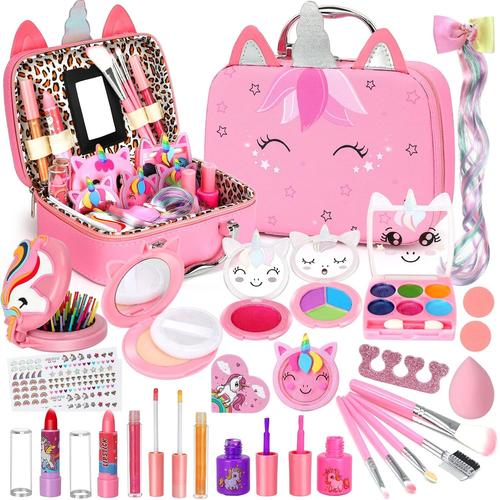 Kit de maquillage pour enfants pour fille, ensemble de jouets de maquillage  lavables avec miroir, ensemble de maquillage de beauté, jouets pour enfants  de 3 4 5 6 7 8 9 10