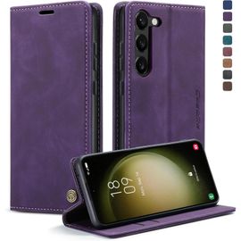 Coque Pour Samsung Galaxy S23 5g Etui Premium Housse En Cuir Pochette Protection Portefeuille Rabat Clapet Case Porte Carte Magnétique Flip Étui Pour Samsung Galaxy S23 6,1'' - Violet