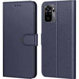 Coque Pour Xiaomi Redmi Note 10 / Note 10s, Etui Protection Housse Premium En Cuir Pu,Pochette Fermeture Magnétique,Flip Case Compatible Avec Redmi Note 10 / Note 10s (Book Bleu)
