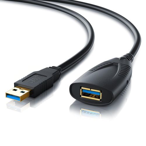 5m câble de rallonge USB 3.0 avec amplificateur actif répéteur, câble usb rallonge 5 mètres extensible, rallonge usb 5m amplifié, rallonge cable usb male femelle, contacts plaqués or, noir