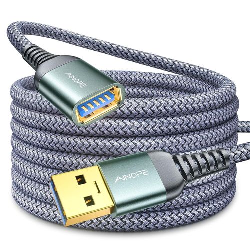 Rallonge USB, Rallonge USB 3M, Lot de 1 Rallonge USB 3.0, Câble USB Mâle Femelle Compatible avec Hubs,Imprimantes,Lecteurs de Cartes,Adaptateurs Bluetooth, Clés USB, Scanners, Disques Durs(Gris