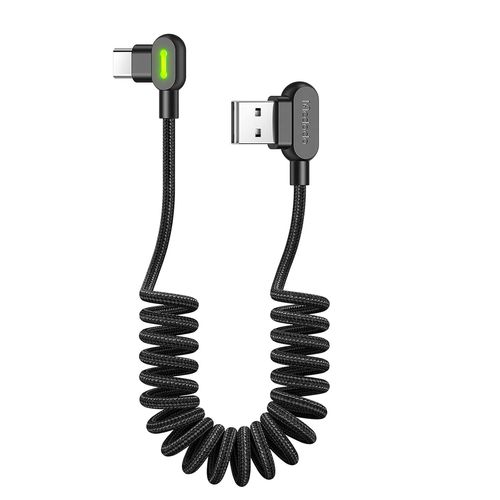 Câble USB C court Câble de charge USB C 90 degrés Câble Spirale USB C coudé Type C Câble compatible avec Huawei/Xiaomi - Peut être rallongé de 0,3 m à 1,5 m