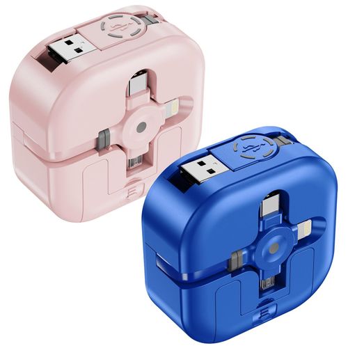 Multi Usb Rétractable, 3 En 1 Câble De Charge [1.2m] Câble De Chargeur Rapide Usb Universel Avec Ip/Micro Usb/Type C Pour Iphone,Samsung,Huawei,Oneplus,Kindle,Lg,Tablet-2paquet