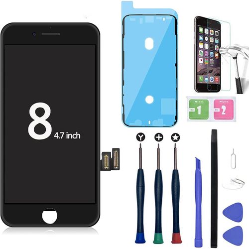 Remplacement Écran Complet Compatible Avec Iphone 8 (4.7 Pouces) Noir Tactile Vitre Avec Démontage Complet Outils De Réparation, Adhésif Interne Prédécoupés, Feuille En Verre Trempé Adhésif