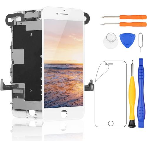 Écran Pour Iphone 8 Blanc Lcd Avec Caméra Frontale, Haut Parleur Interne, 4,7"" Ecran Tactile Avec Kit De Réparation, Film Protecteur
