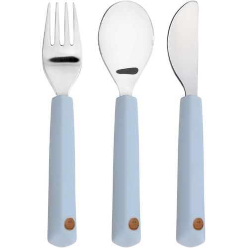 Set De Couverts Pour Enfants 3 Pièces Fourchette, Cuillère, Couteau Acier Inoxydable Manche Silicone/Cutlery With Silicone Handle Happy Rascals Smile