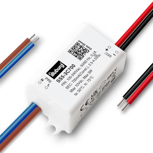 Transformateur LED Étanche IP65 700mA Courant Constant 2W - 3W LED Bloc d'Alimentation Driver