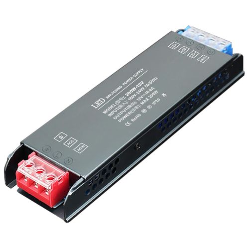 Transformateur 240V 12V 200W, Ultra Mince LED Driver Alimentation 16.64A, Transformateur 240V AC à DC Pas de Bruit Pas de Scintillement pour Ampoules et Bande Lumineuse LED