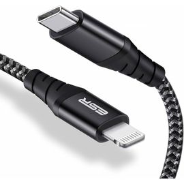 Cable USB C vers Lightning, 2m en Nylon, Certifié de MFi, Charge Rapide Compatible avec iPhone 14/14 Plus/14 Pro/14 Pro Max et Series 13/12/11/SE/XR/XS/X/8, iPad 9/8/7/Air 3, Noir.[V909]