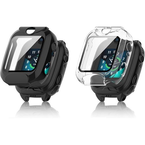 2 Pièces Etui De Protection Compatible Avec Xplora Xgo 2 Coque,Full Coverage Etui Avec Protecteur D'écran,Anti-Rayures Anti-Antichoc Housse Tpu Case-[Transparent+Noir].[U77]