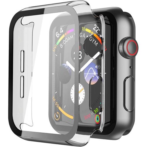 Coque De Protection Ultra Fine Avec Protecteur D'écran En Verre Trempé Pour Apple Watch Series 5 Et Series 4-Étui De Protection Polyvalent À 360 °-Noir.[U1264]