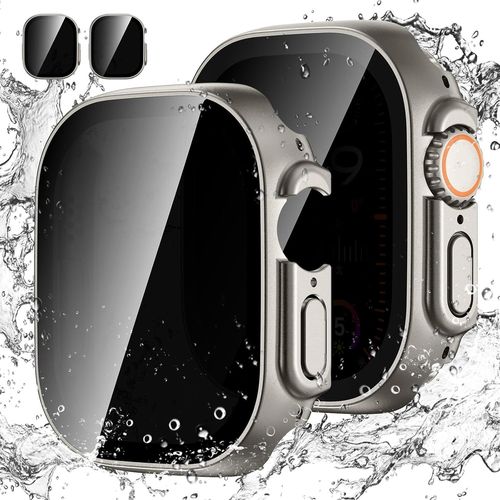 [2pièces] Étui De Protection De Privée Pour Apple Watch Ultra 2023/Ultra 2022 49mm Avec Anti-Espion Protecteur D'écran,Étanche Bumper Case Anti-Spy Privacy Coque Pour Iwatch 49mm (Titane*2).[U1301]