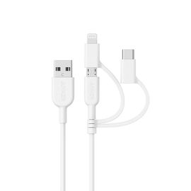 Cable iphone,Powerline II Câble 3-en-1 de 90cm,Cable USB C/Lightning/Micro USB pour iPhone,iPad,Huawei,HTC,LG,Samsung Galaxy,Sony Xperia,Android Smartphones,etc.