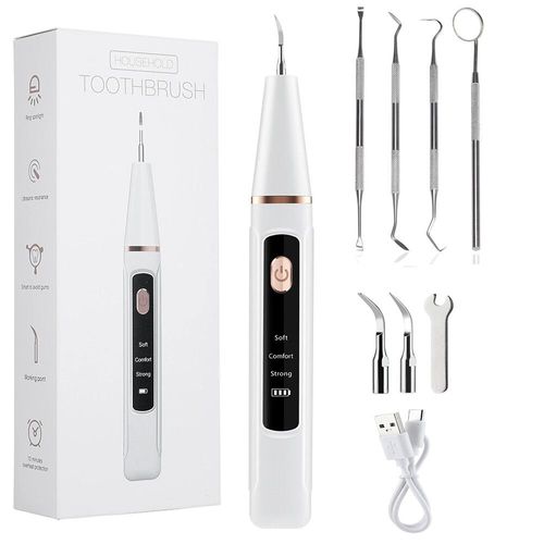Détartreur Dentaire À Ultrasons Pour Taches De Tartre Des Dents,Dissolvant De Calcul Dentaire,Nettoyeur De Dents Sonique Électrique À Led,Élimination Des Pierres Dentaires - Type With 4pcs Tools Set 