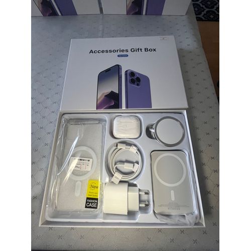 Gift Box Accessoires 6 En 1 Chargeur Rapide Batterie Externe Écouteur Coque 
