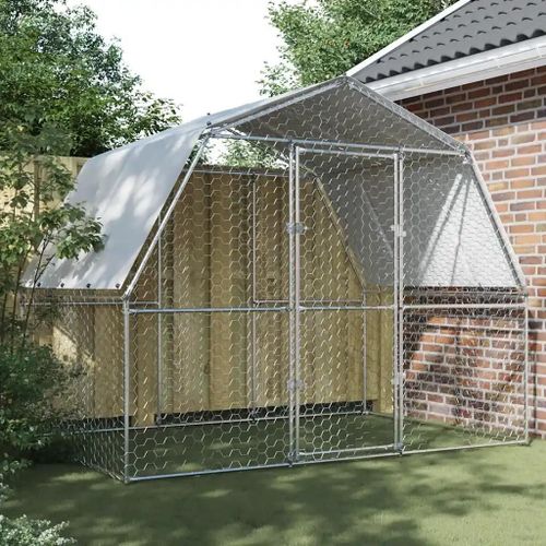 Vidaxl Cage À Poules Avec Toit Et Porte Argenté Acier Galvanisé