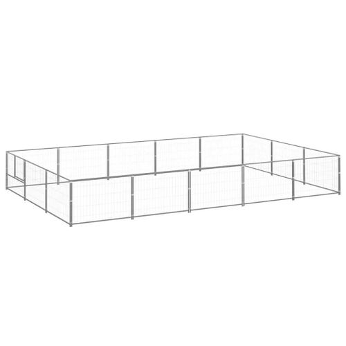 Vidaxl Chenil Argenté 15 M² Acier