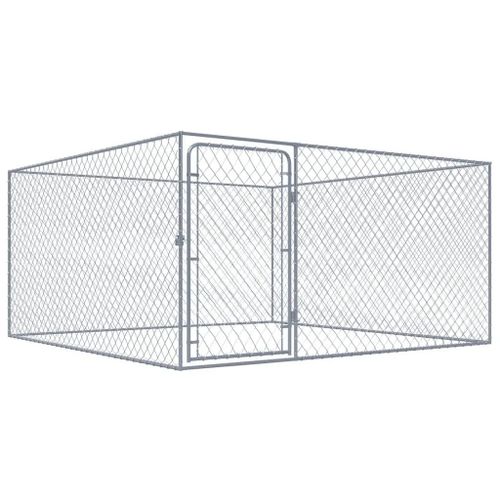 Vidaxl Chenil Extérieur Pour Chiens Acier Galvanisé 2x2x1 M