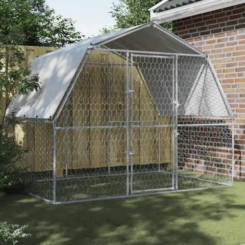 Vidaxl Cage Pour Chiens Avec Toit Et Porte Argenté Acier Galvanisé