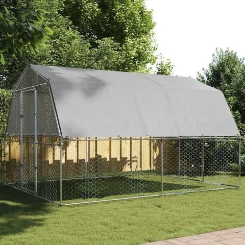 Vidaxl Cage À Poules Avec Toit Et Porte Argenté Acier Galvanisé