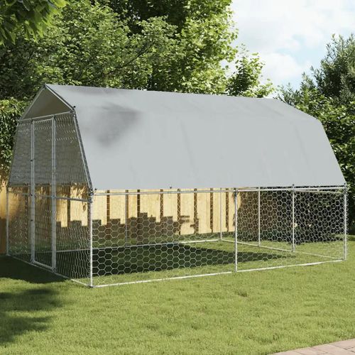 Vidaxl Cage Pour Chiens Avec Toit Et Porte Argenté Acier Galvanisé