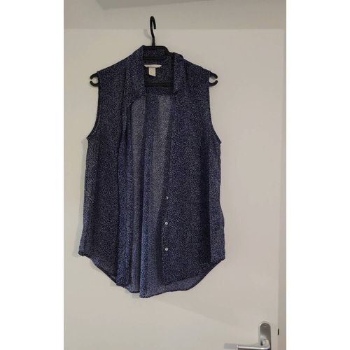 Chemisier Sans Manche Femme Taille 40 De Chez H&M Bleu Nuit À Pois Blanc En Polyester