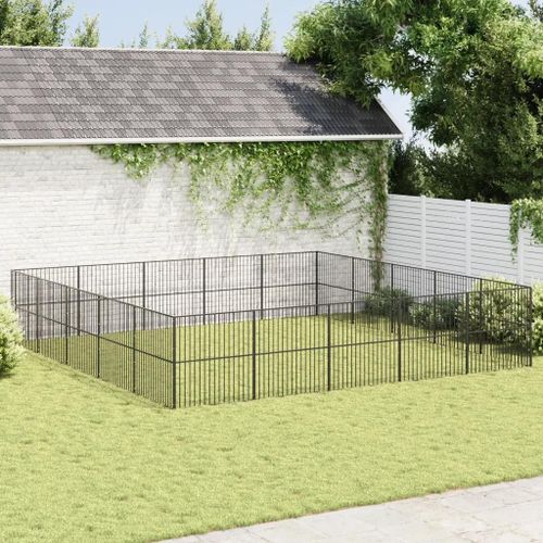 Vidaxl Parc Pour Chien 20 Panneaux Noir Acier Galvanisé