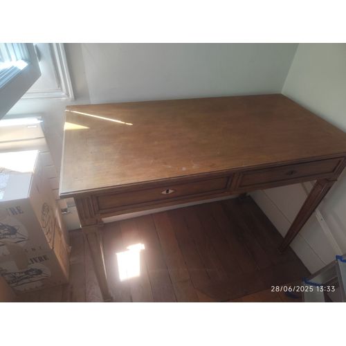 Bureau De Travail En Bois Marron Clair Avec 2 Tiroirs