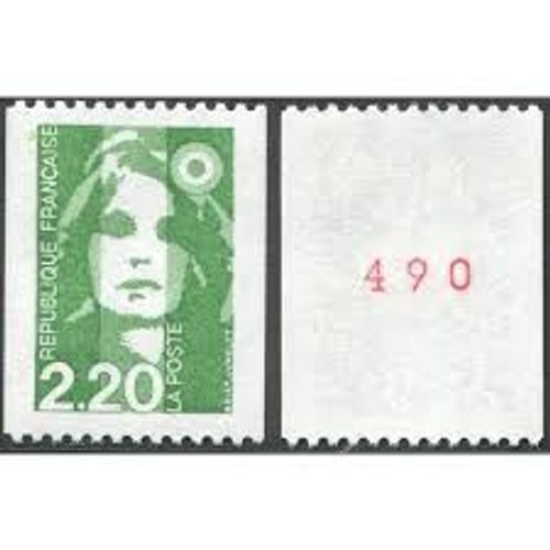 Type Marianne Du Bicentenaire Provenant De Roulettes Avec Numéro Rouge Au Verso Année 1991 N° 2718a Yvert Et Tellier Luxe