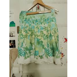 Jupe Blanche Motifs Verts/Bleus Clairs 40 L Zara Basic.