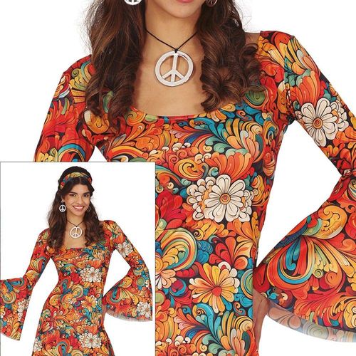 Guirca Costume Hippie Fleuri Des Années 70 Pour Femme (M)