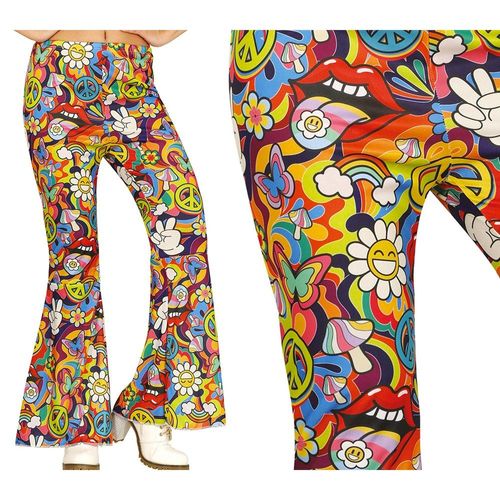 Déguisement Pantalon Hippie Peace Love Femme