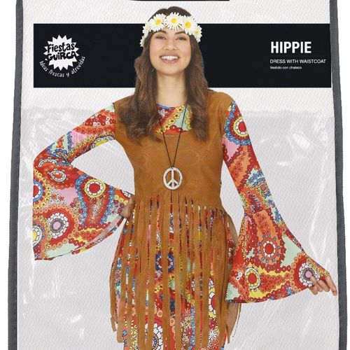 Déguisement Gilet Robe Seventies Hippie Femme